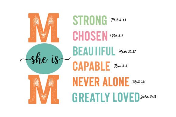Christian Mom Strength Scripture Graphics & T-Shirt Designs