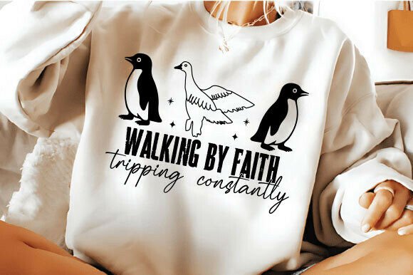 Christian Walking by Faith Tripping Tee Graphics